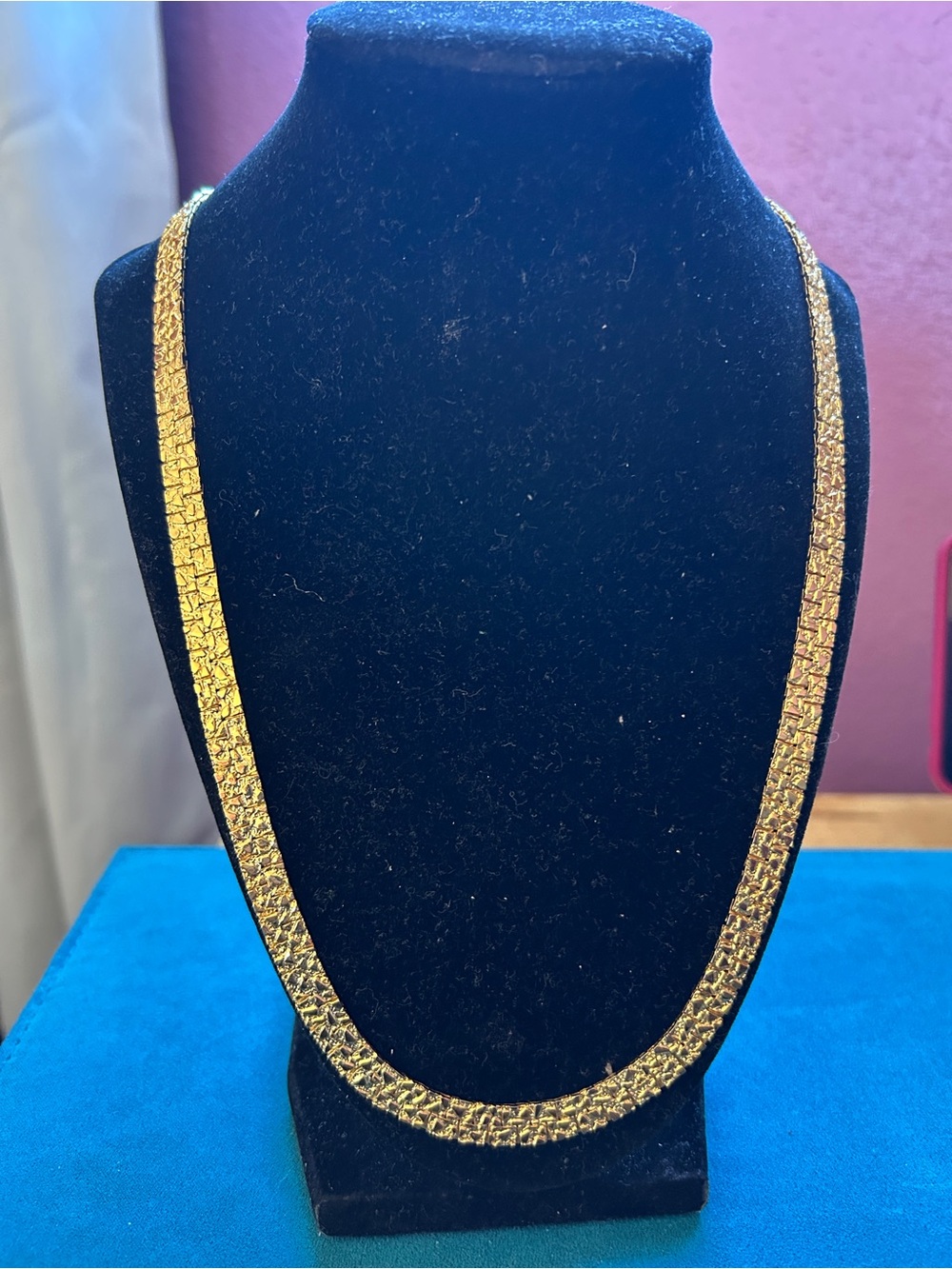 Gold Tone Textured Chain Necklace - Women Jewelry
